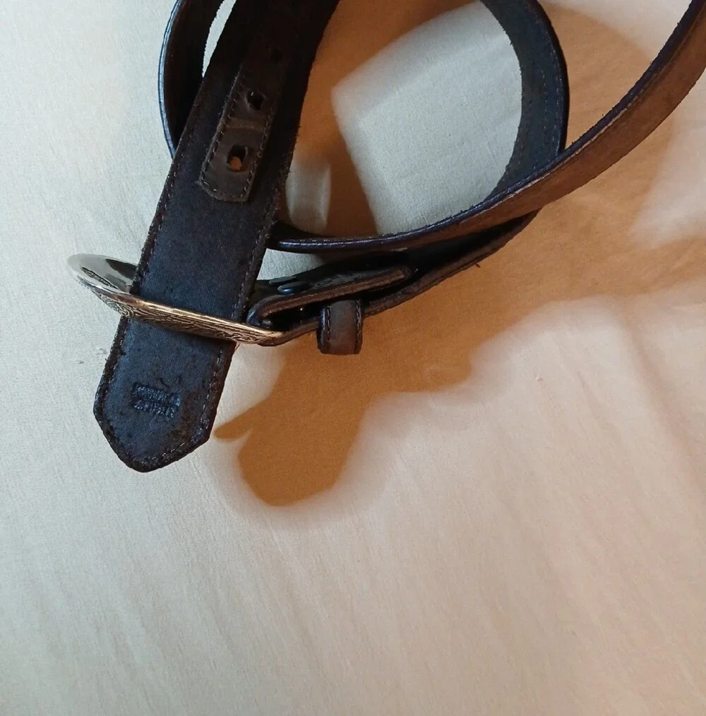 3D Belt Co. Brown Leather Belt with Decorative Buckle